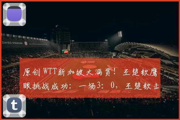 原创 WTT新加坡大满贯!王楚钦鹰眼挑战成功:一场3:0,王楚钦击败卢伟